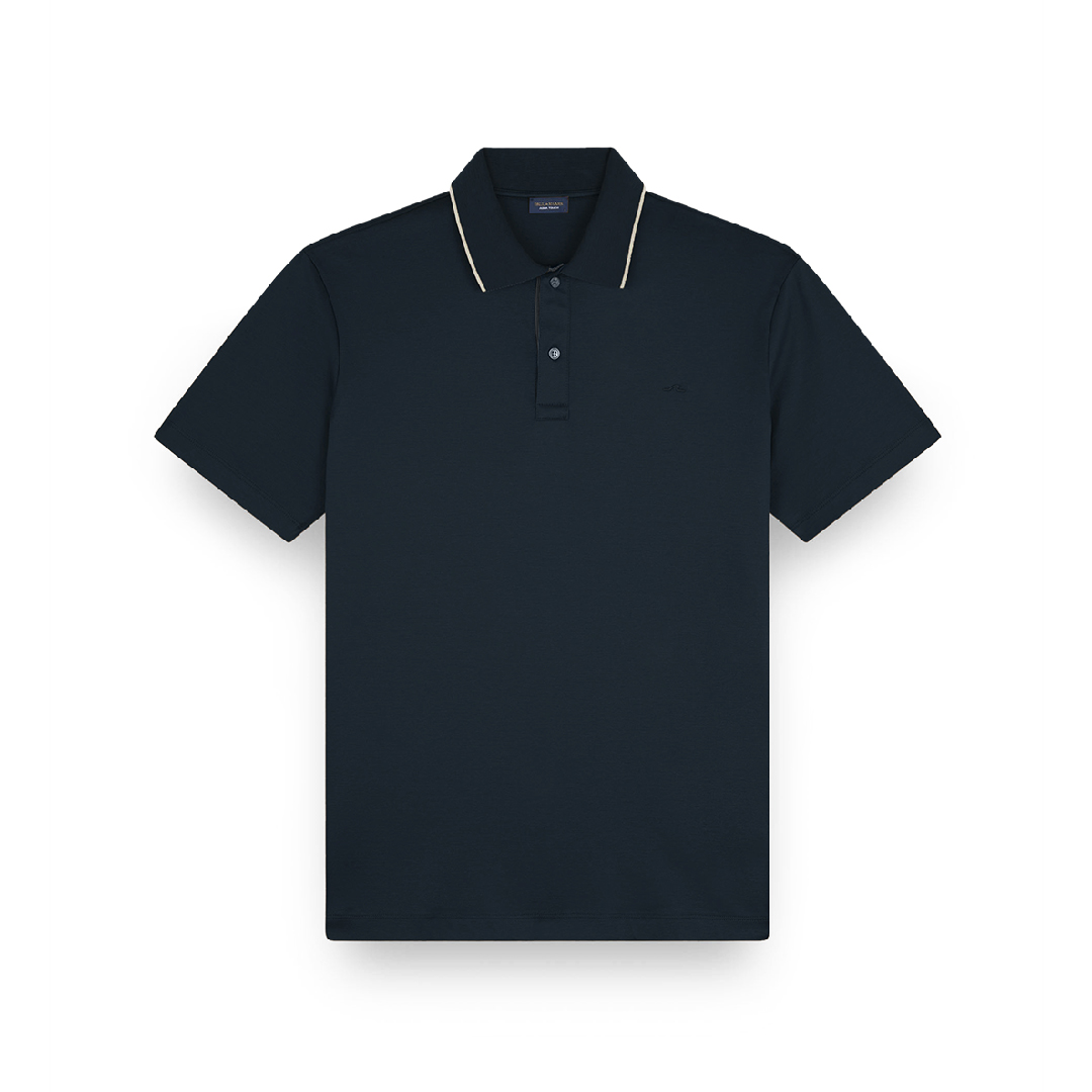 Paul & Shark Aqua Touch Cotton Polo Shirt With Micro Pattern Detail On The Collar In Blue