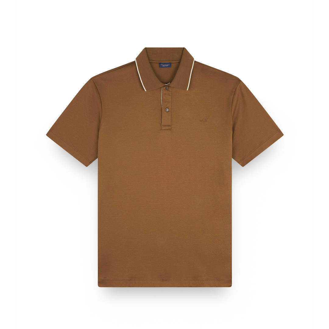 Paul & Shark Aqua Touch Cotton Polo Shirt With Micro Pattern Detail On The Collar In Brown