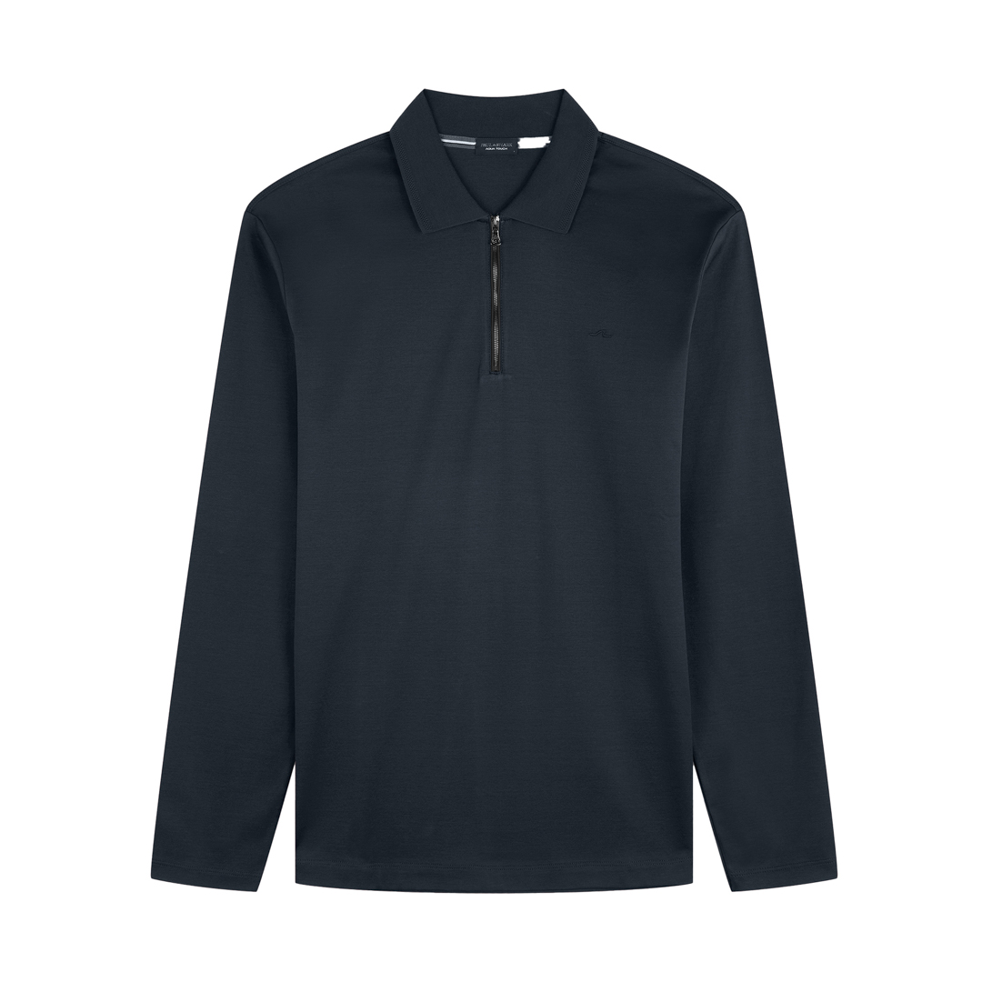 Paul & Shark Aqua Touch Cotton Zip-up Polo Shirt In Blue