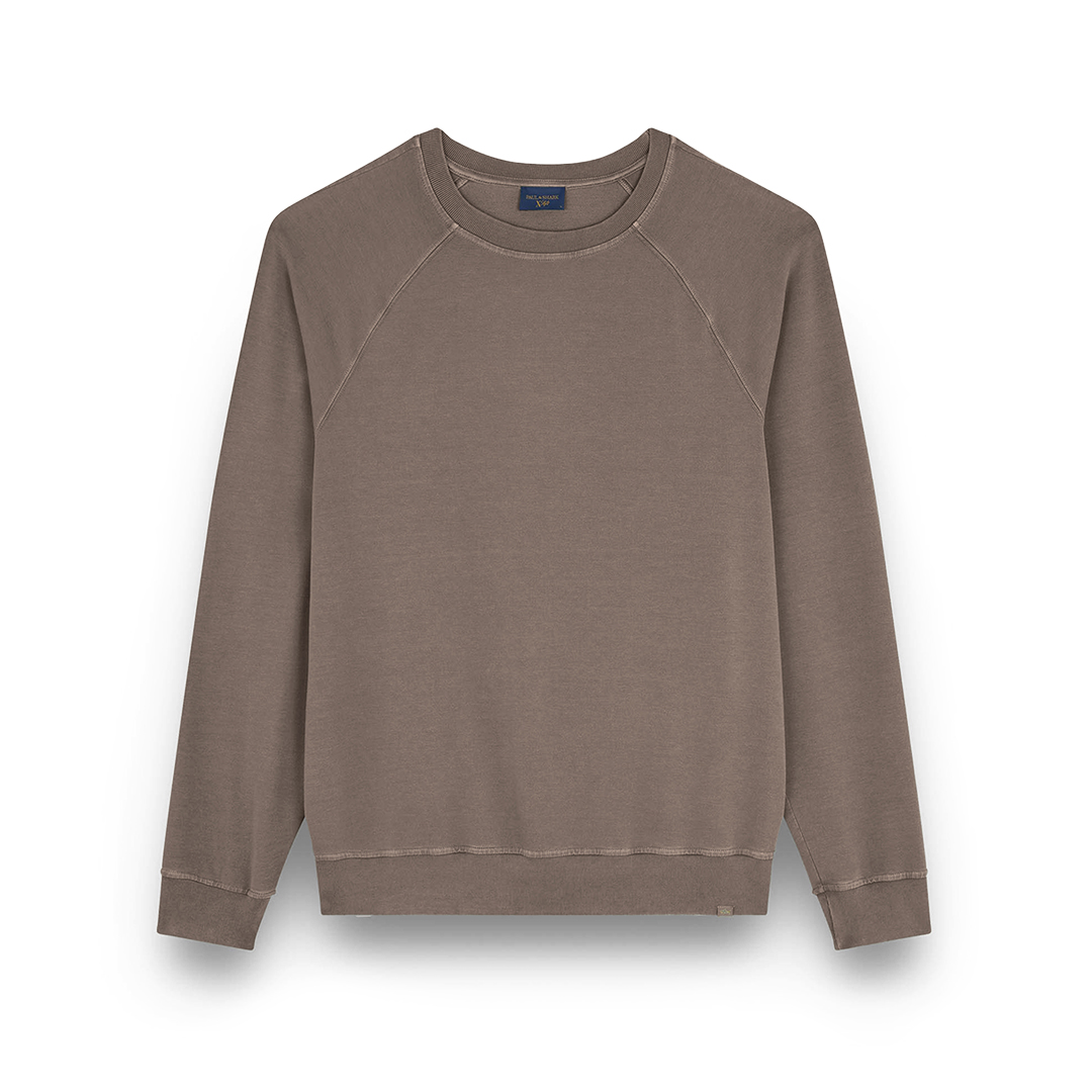 Paul & Shark X-soft Garment-dyed Cotton Sweatshirt In Brown