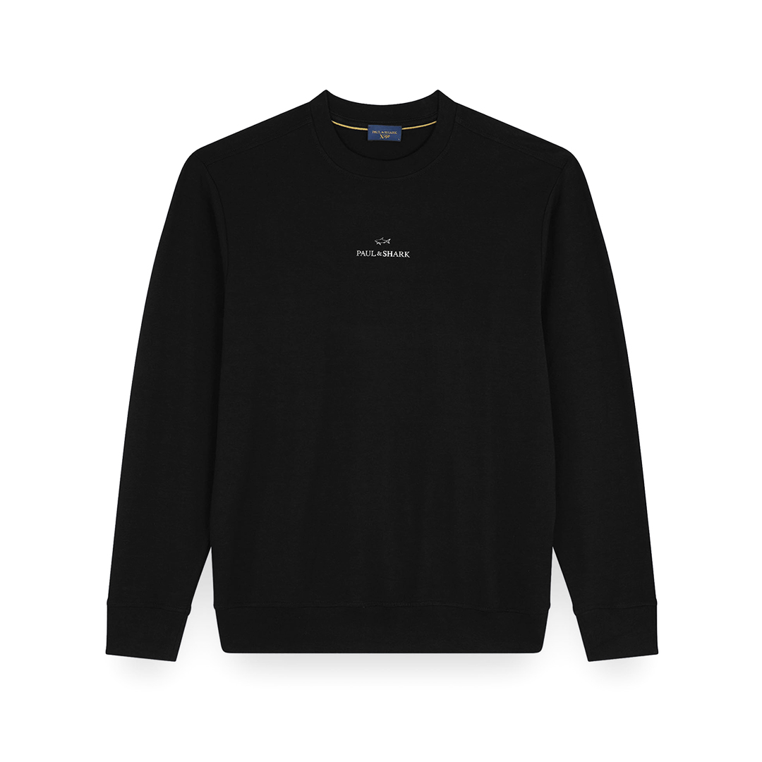 Paul & Shark X-soft Cotton Sweatshirt With Logo Print In Black