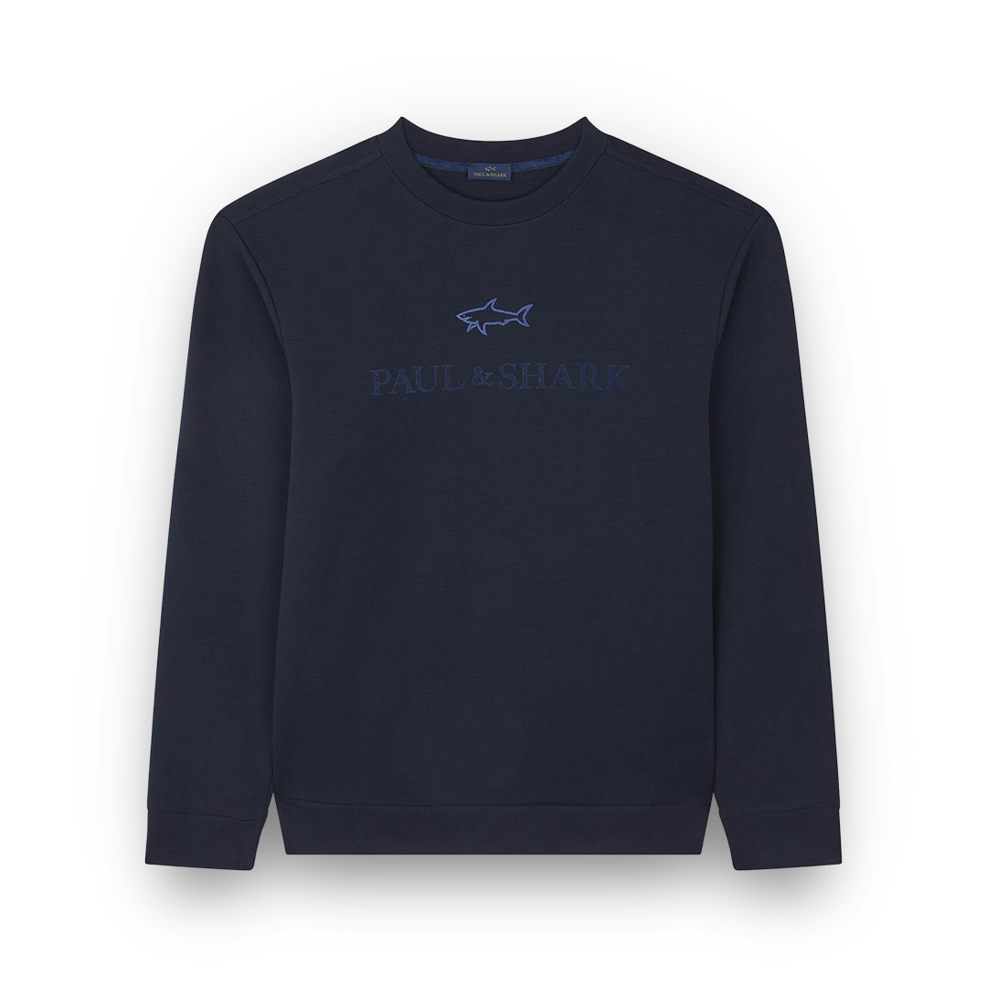 Paul & Shark X-soft Cotton Sweatshirt With Logo Print In Blue