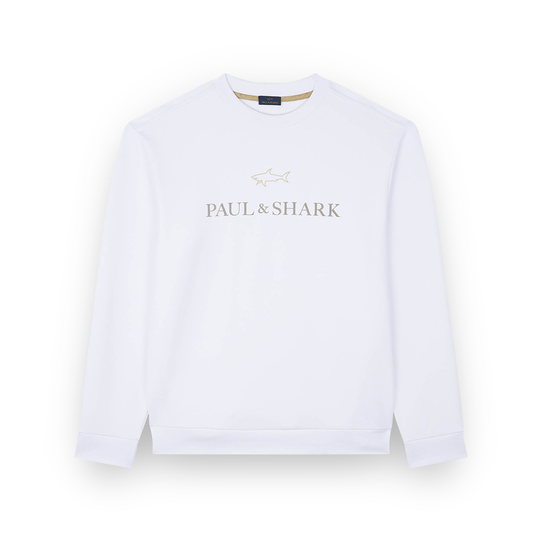 Paul & Shark X-soft Cotton Sweatshirt With Logo Print In White