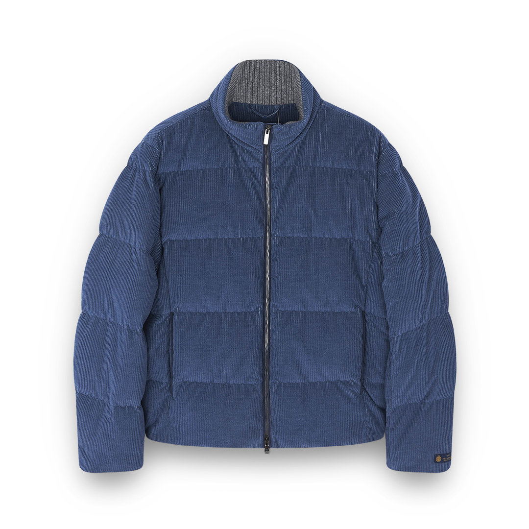 Paul & Shark Ultralight Down Jacket In Cashmere And Cotton Velvet In Blue