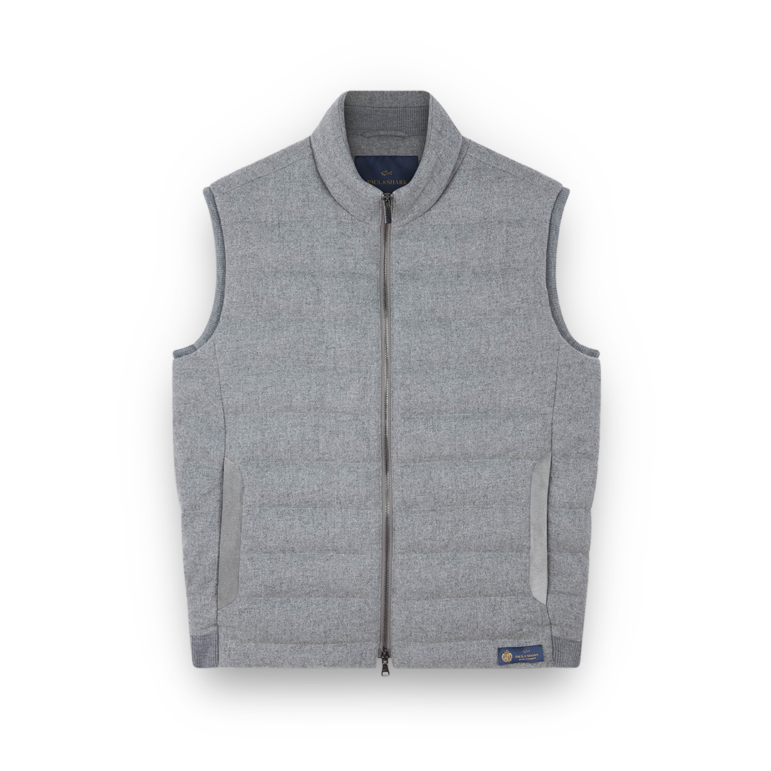 Paul & Shark Padded Gilet In Wool And Cashmere In Green
