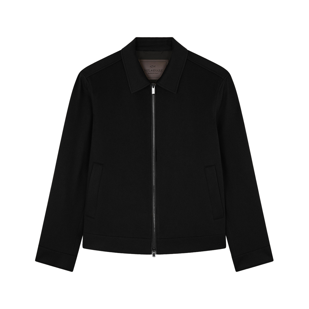 Paul & Shark Stylish Short Jacket Point Collar Side Pockets In Black