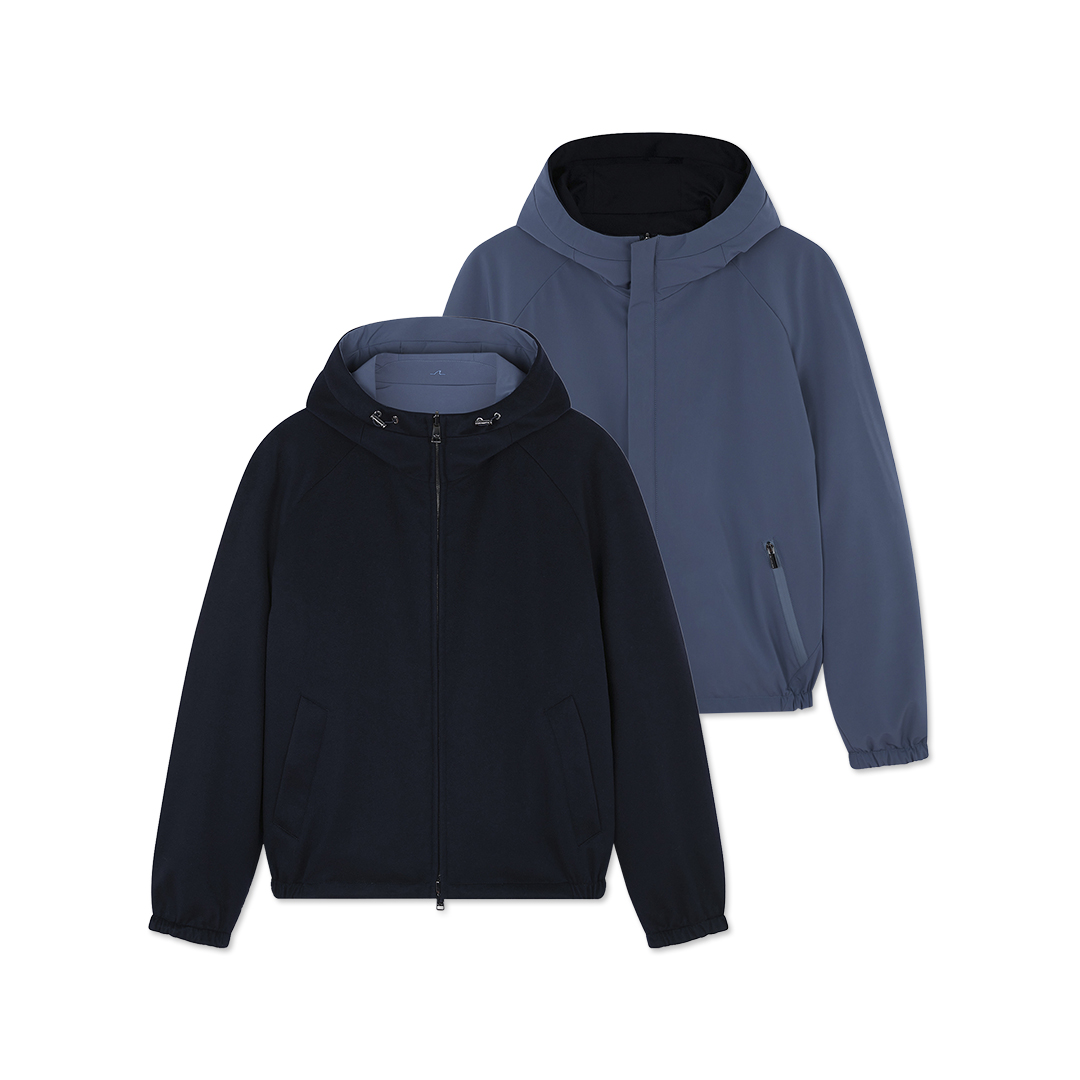 Paul & Shark Hooded Reversible Jacket In Blue