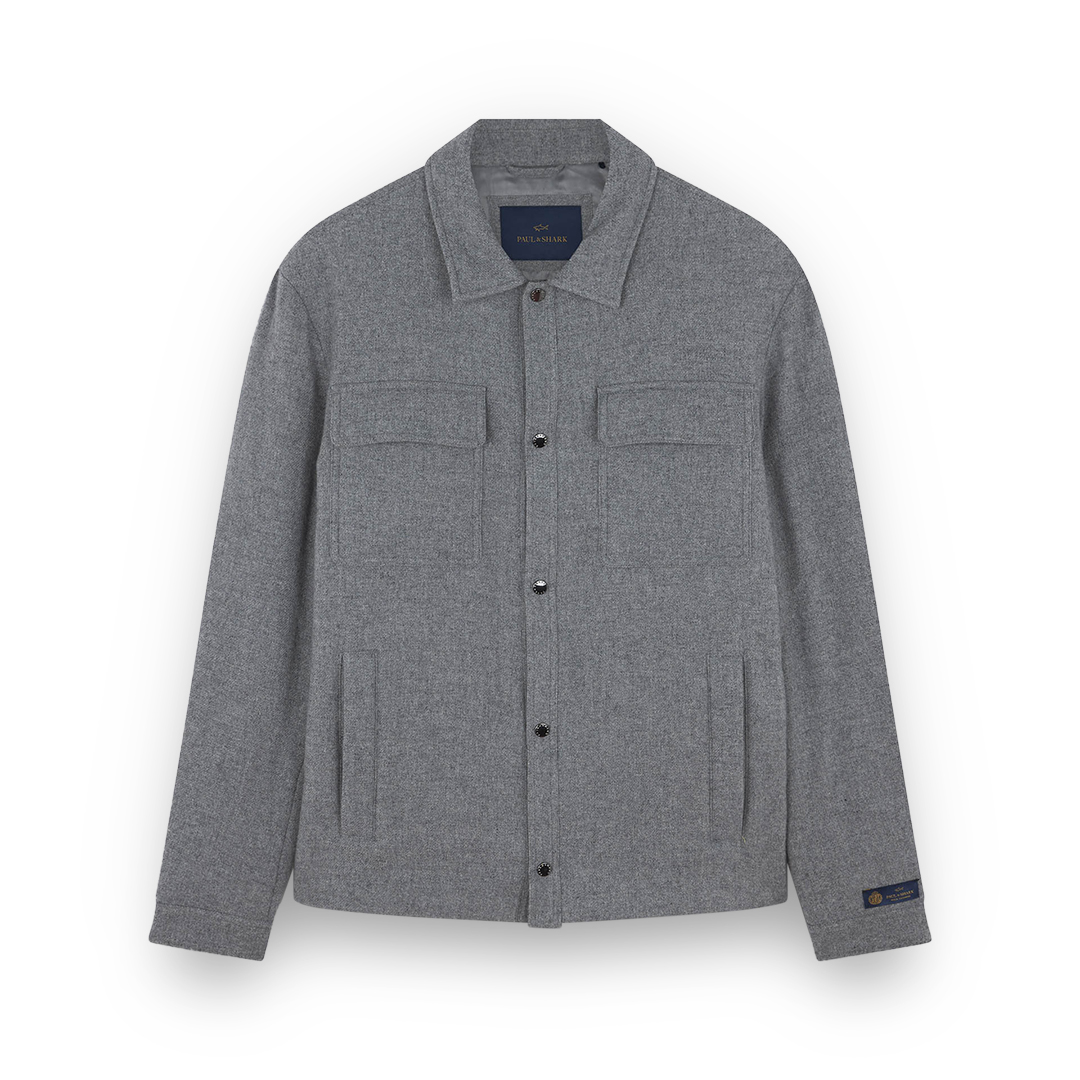 Paul & Shark Quilted Wool And Cashmere Shacket In Gray