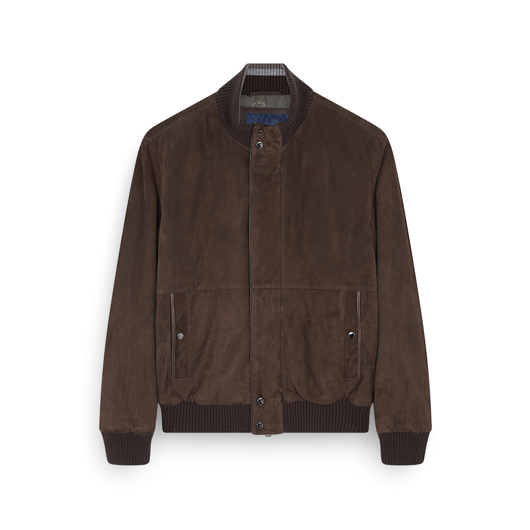 Bomber in suede Aqualeather, Uomo, CASTAGNA, Taglia: XXL
