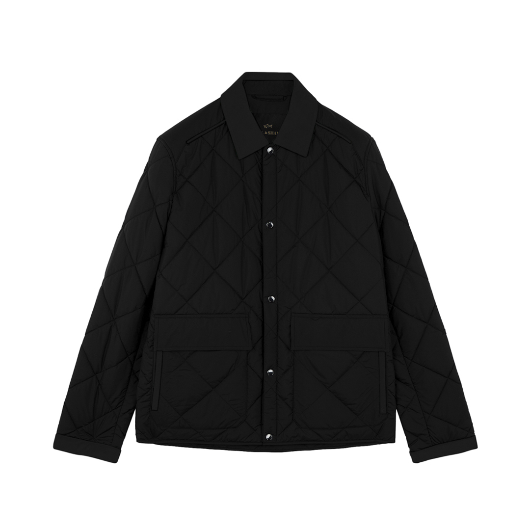 Paul & Shark Quilted Jacket In Technical Fabric With Alcantara® Details In Black