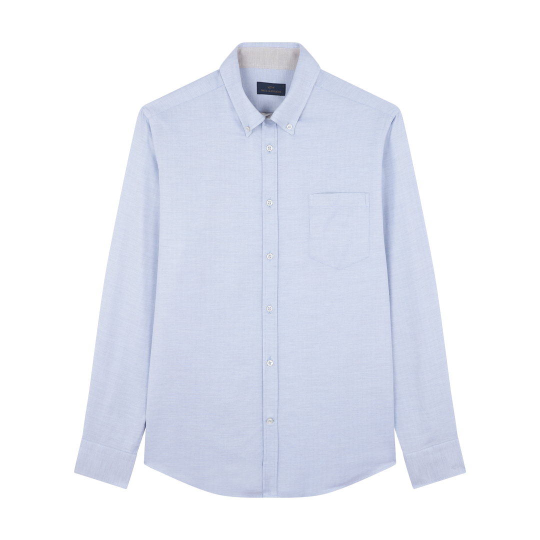 Paul & Shark Flannel Cotton Shirt In Blue