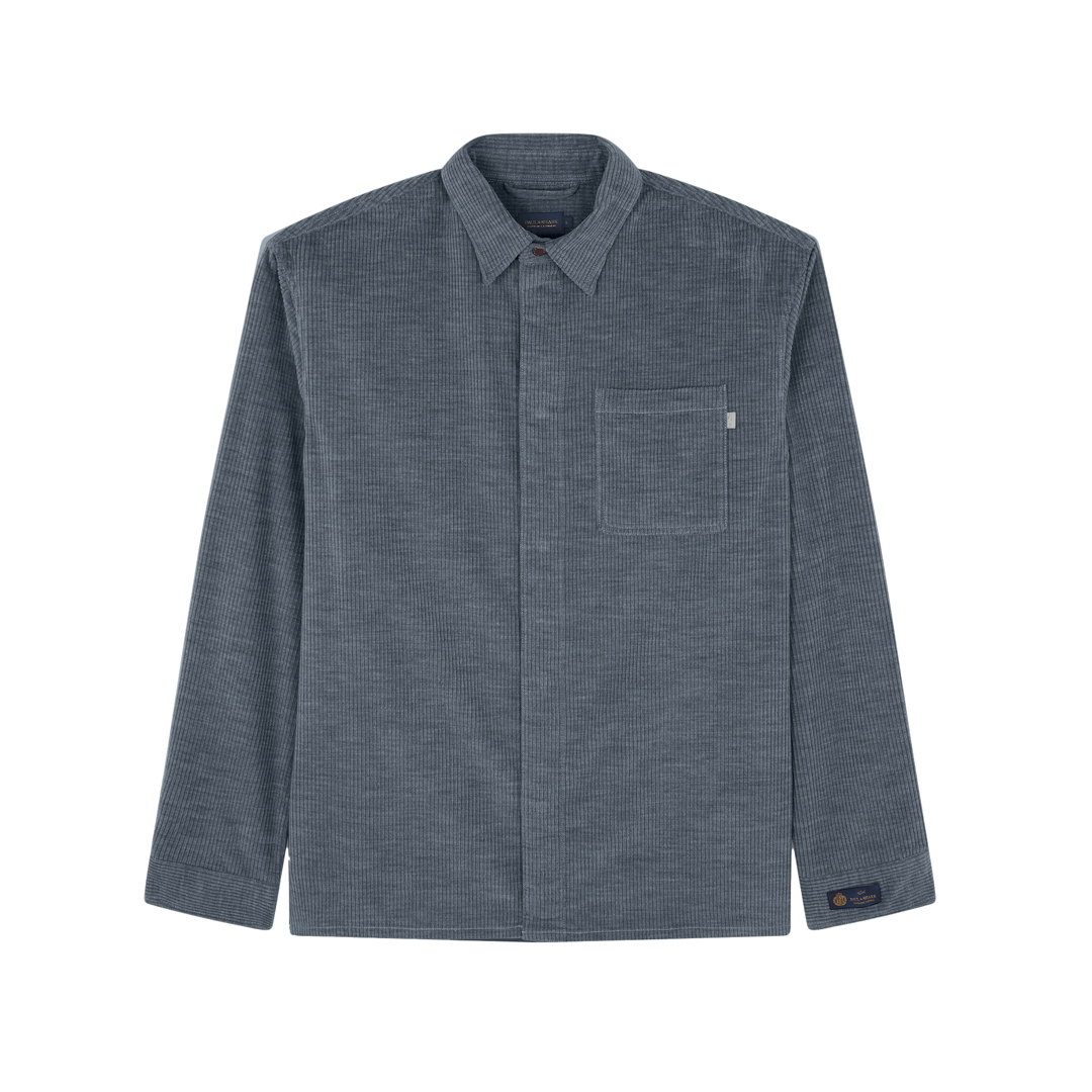 Paul & Shark Overshirt In Cashmere Cotton Corduroy In Blue