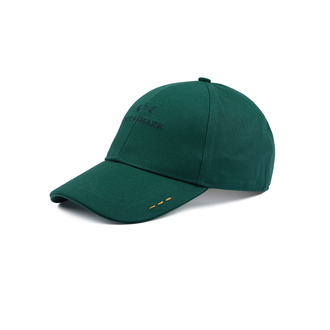 Paul & Shark Cotton Baseball Cap With Logo Embroidery In Green