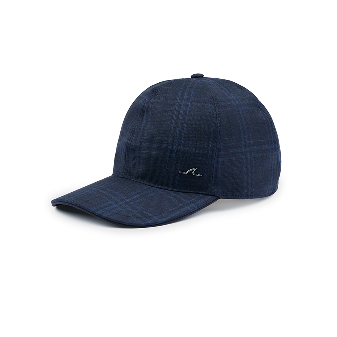 Paul & Shark Wool Tartan Baseball Cap In Blue