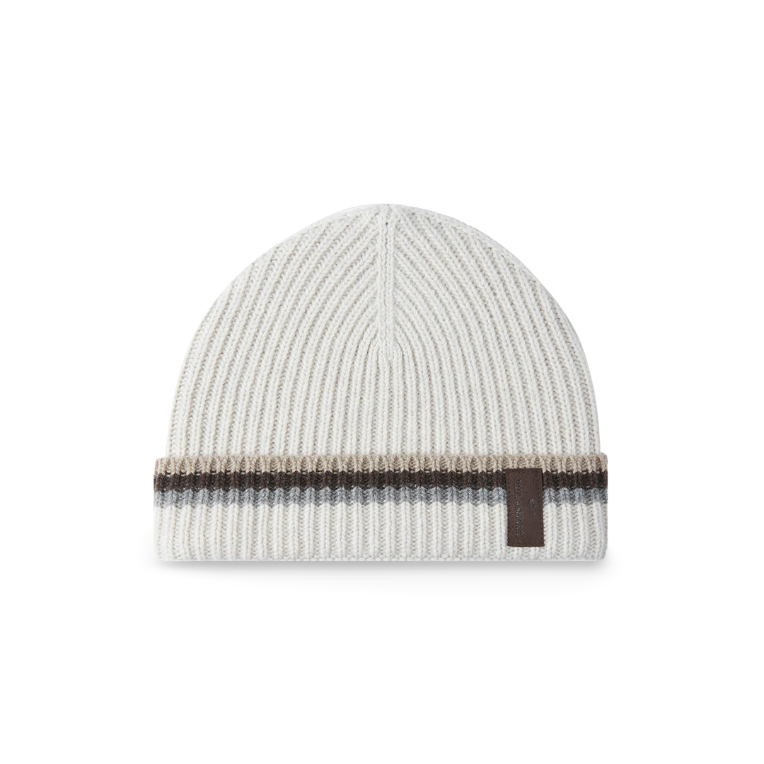 Paul & Shark Ribbed Beanie Hat In Sand