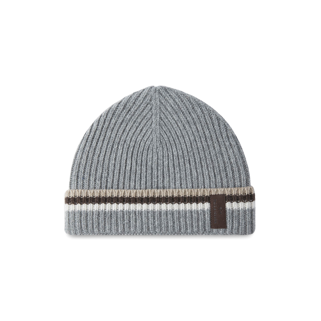 Paul & Shark Re-wool Beanie With Alcantara® Badge In Gray