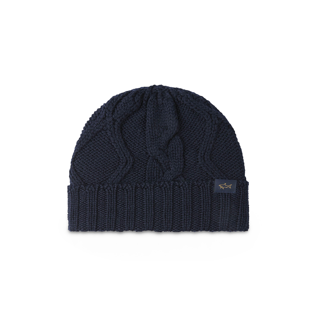 Paul & Shark Merino Wool Beanie In Blue