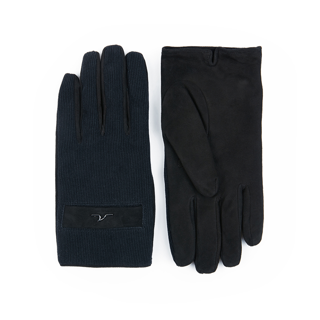 Paul & Shark Shark Fin Leather And Typhoon® Corduroy Gloves In Black