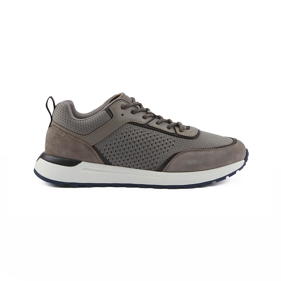 Paul & Shark Knit And Leather Sneakers In Brown