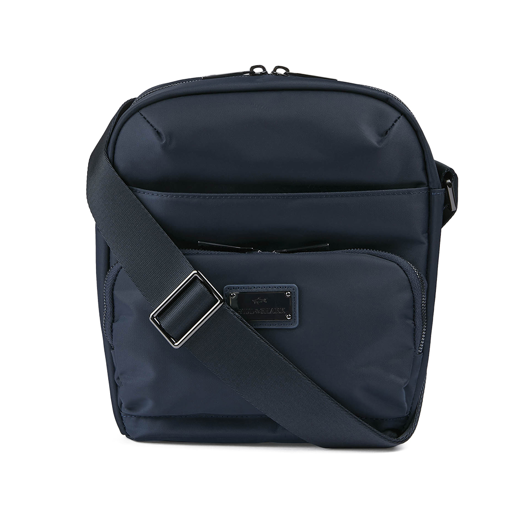 Paul & Shark Leather-trimmed Nylon Messenger Bag In Blue