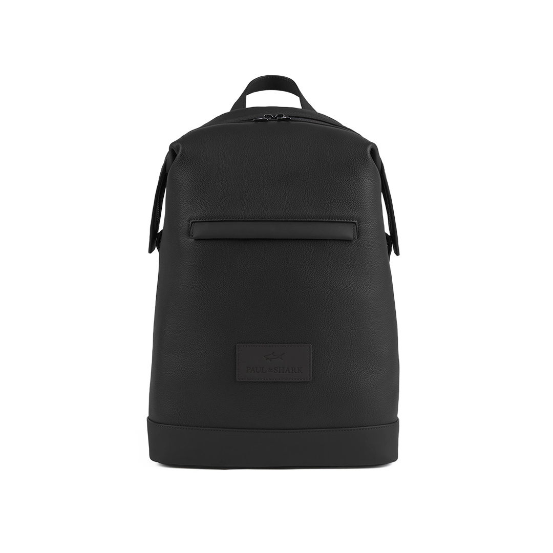 Paul & Shark Tumbled Leather Backpack In Black