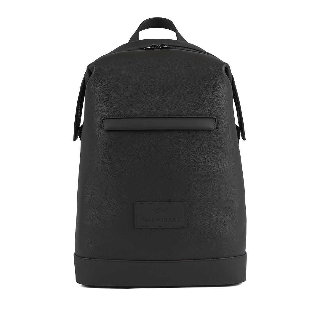 Paul & Shark Tumbled Leather Backpack In Black