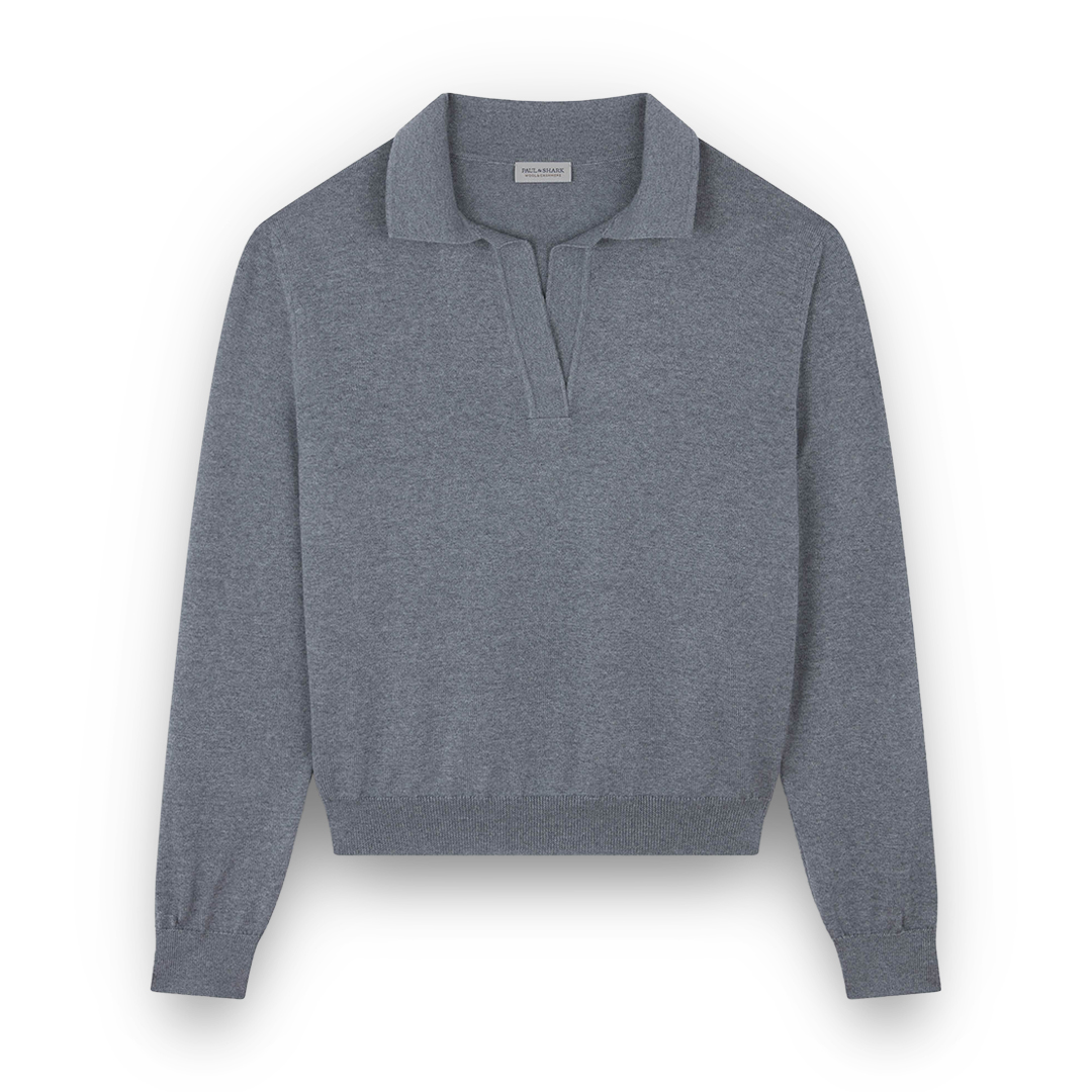 Paul & Shark Wool And Cashmere Polo Shirt In Gray