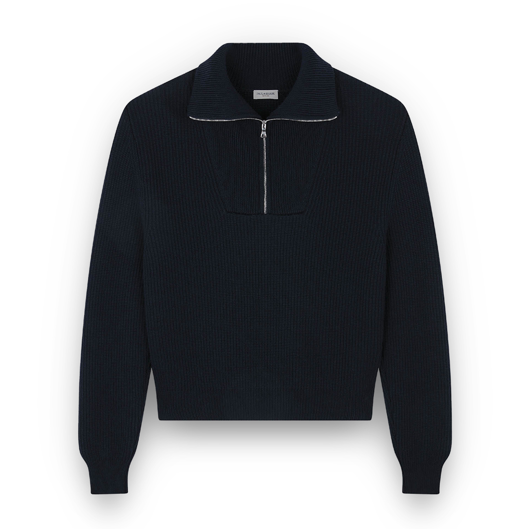 Paul & Shark Merino Extrafine Wool Half-zip Sweater In Blue