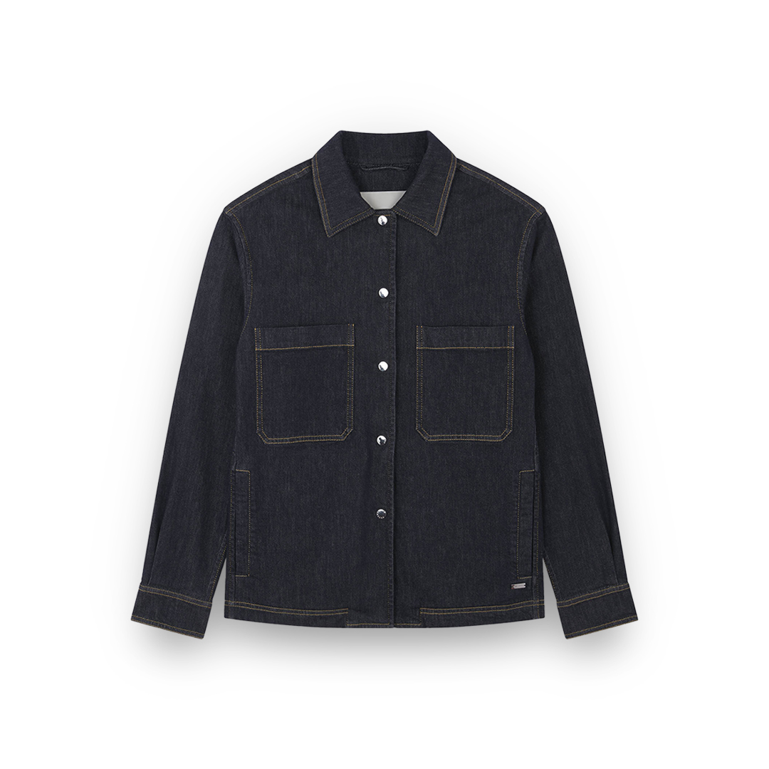 Paul & Shark Stretch Cotton Overshirt With Denim Effect In Blue