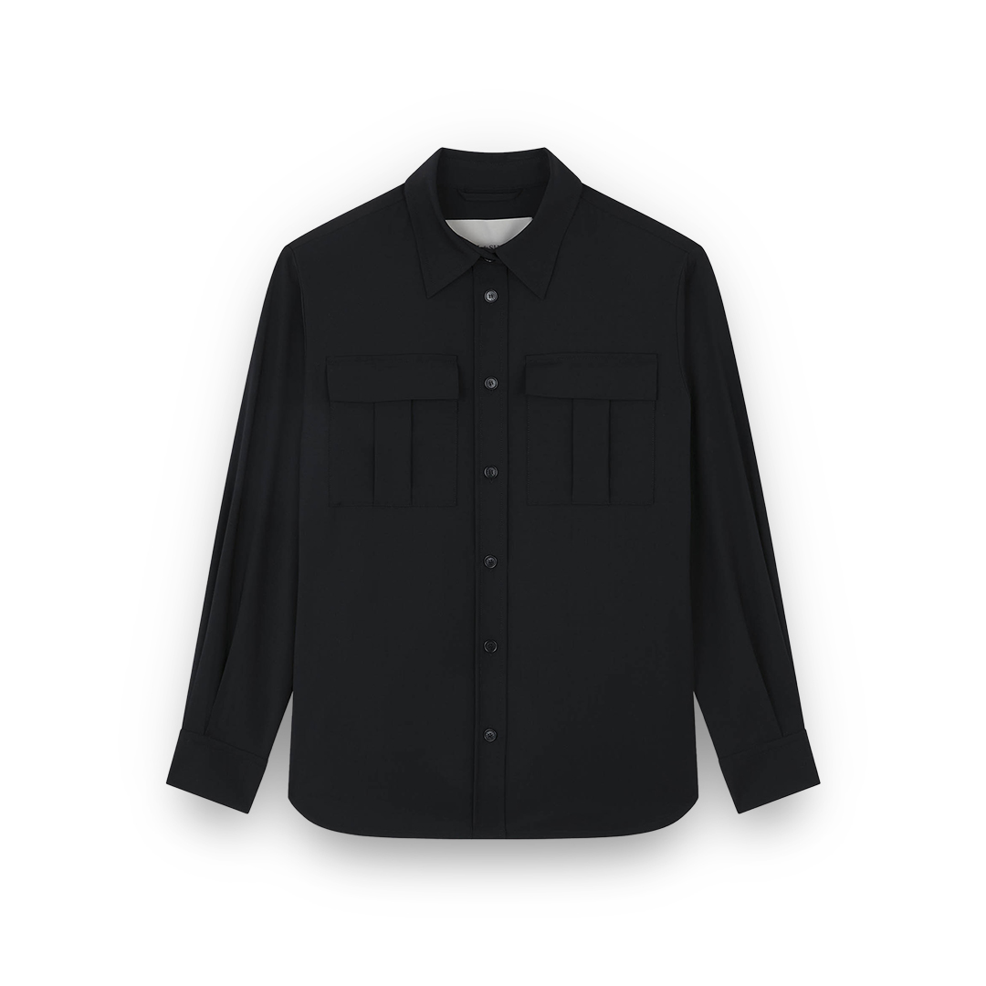 Paul & Shark Stretch Wool Overshirt In Black