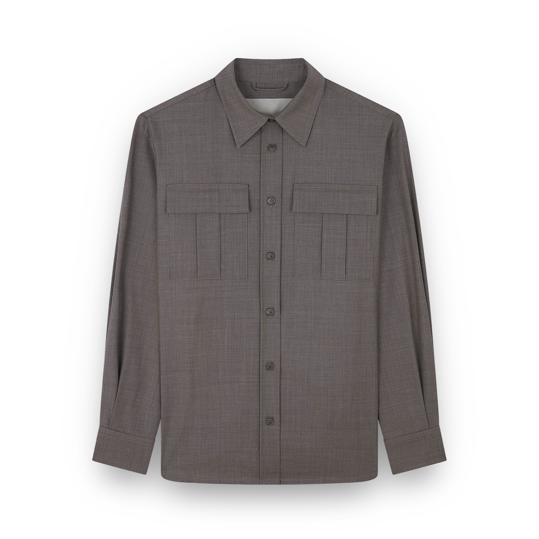 Paul & Shark Stretch Wool Overshirt In Brown