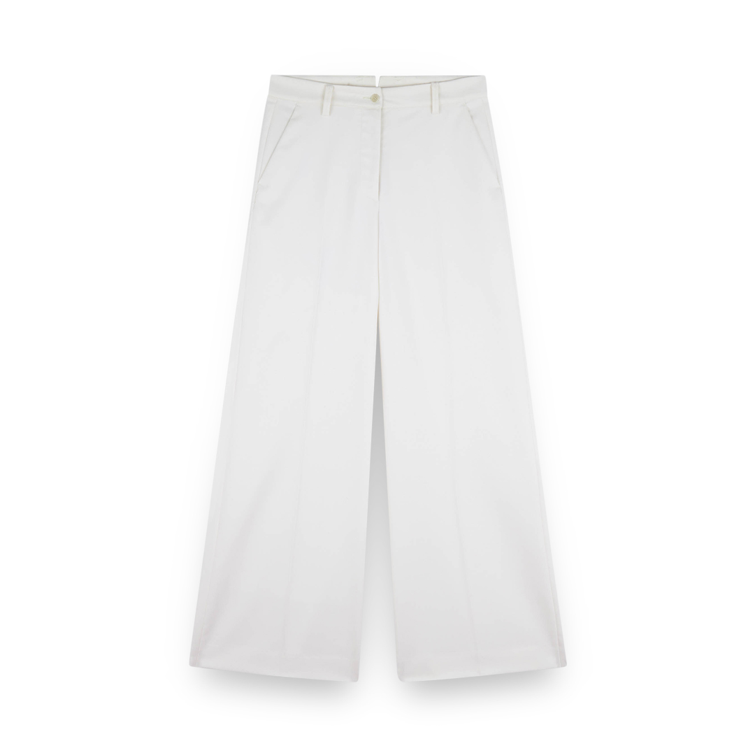 Paul & Shark Wide-leg Trousers In Stretch Wool Twill In Yellow