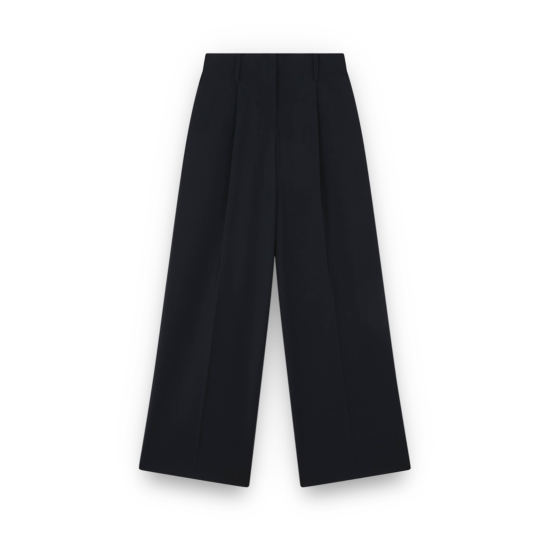 Paul & Shark Wool Stretch Wide Leg Trousers In Blue
