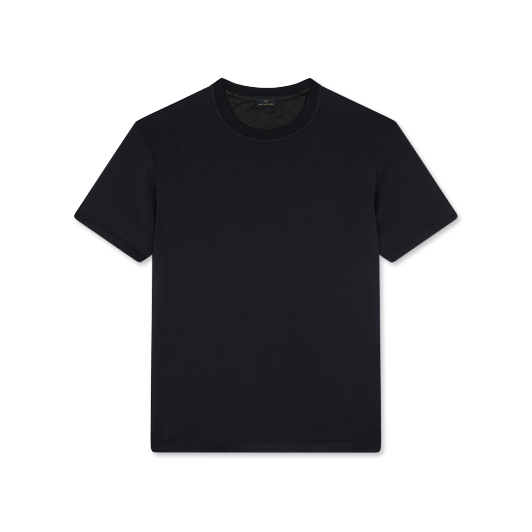 Paul & Shark T-shirt In Light Jersey Di Cotone Tinto Capo In Nero