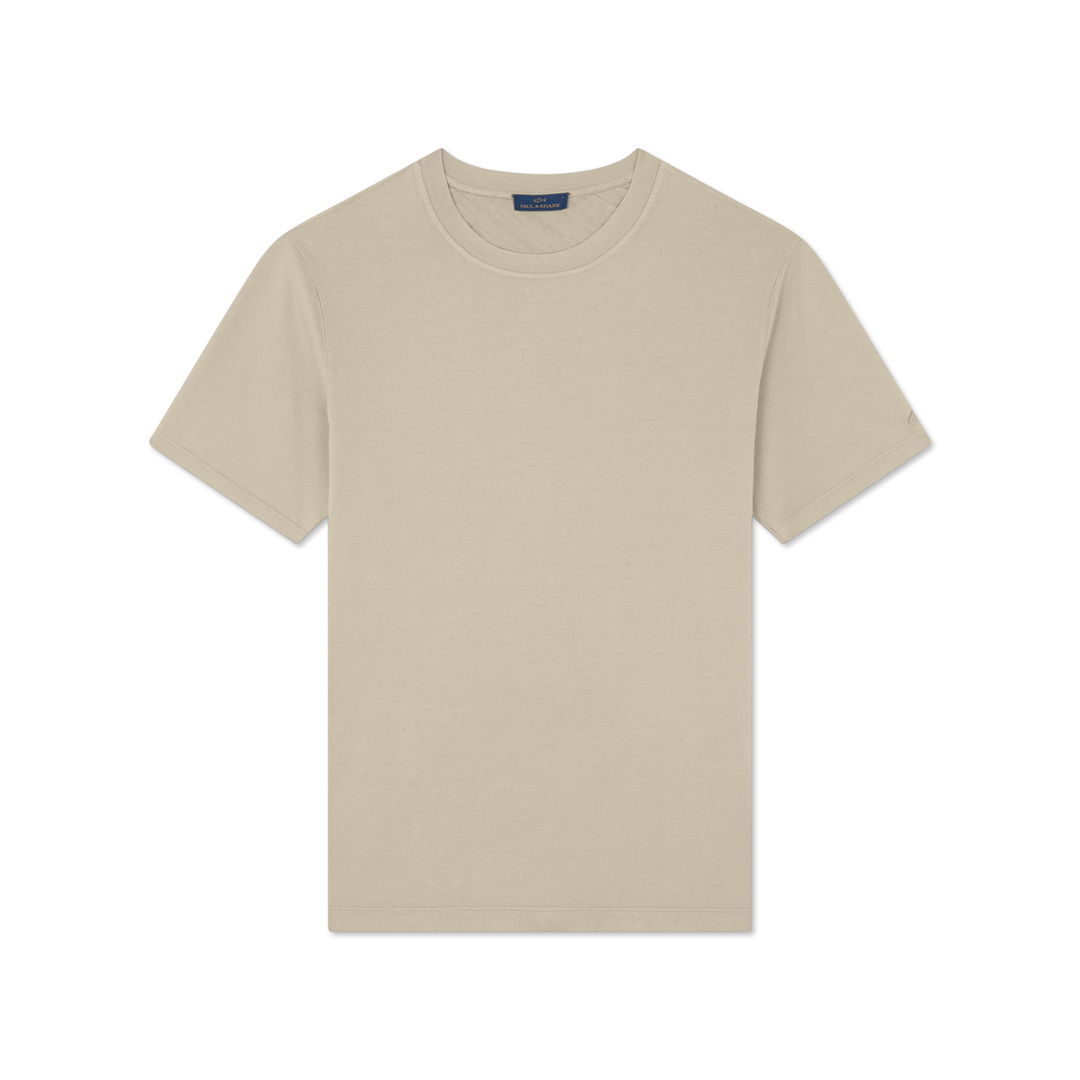 Paul & Shark T-shirt In Light Jersey Di Cotone Tinto Capo In Beige