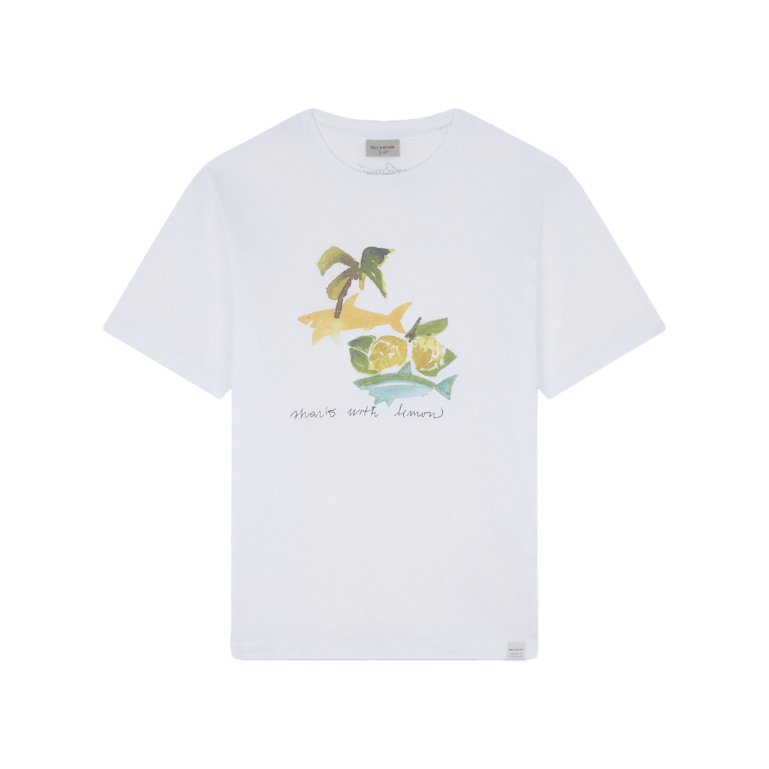 Paul & Shark T-shirt X-soft Jersey Con Stampa Capri In Bianco