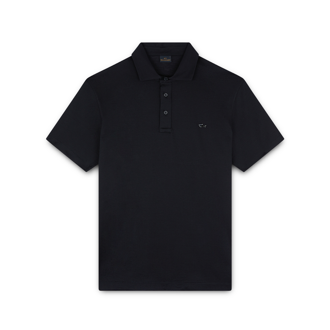 Paul & Shark Polo In Jersey Di Cotone Perlé In Nero - Rutenio