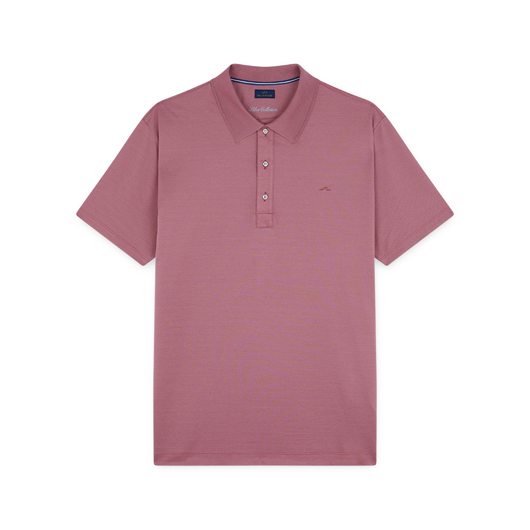 Paul & Shark Polo Silver In Cotone Fine Piqué Con Ricamo Shark Fin In Rosso Rosato