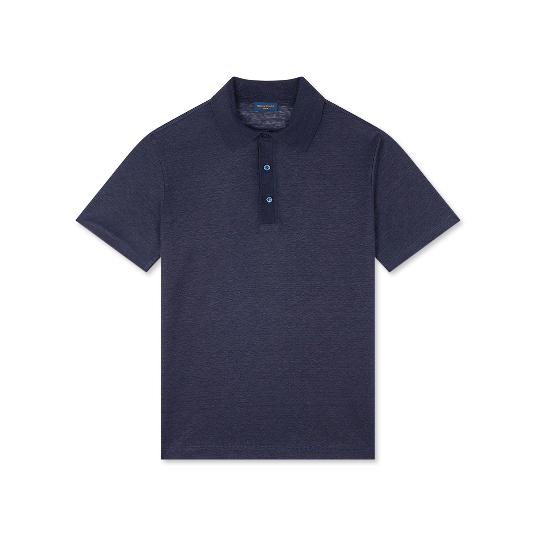 Paul & Shark Polo In Jersey Di Lino In Blu