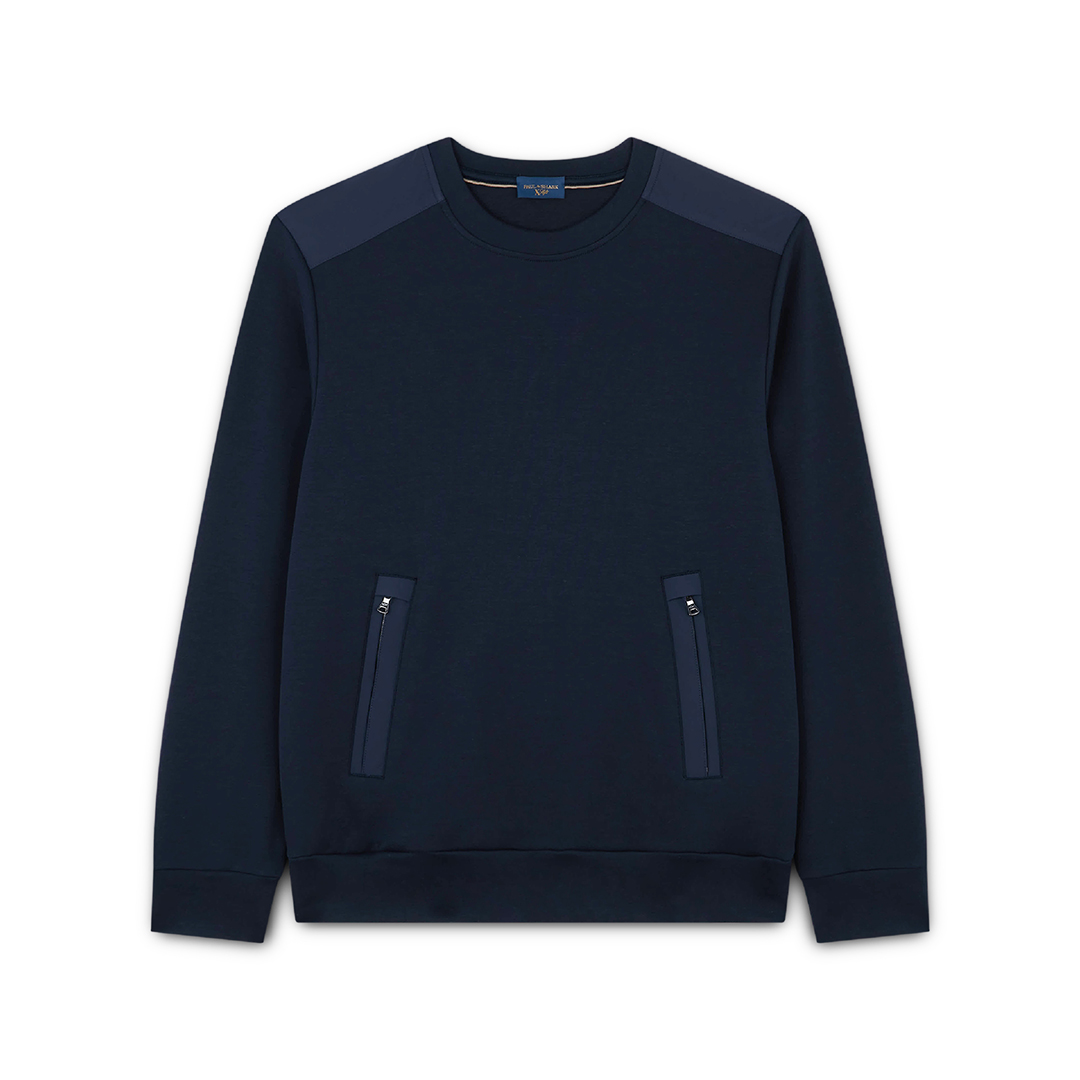 Paul & Shark Active Fleece Cotton Sweatshirt With Typhoon Re-4x4 Stretch Details In Blu