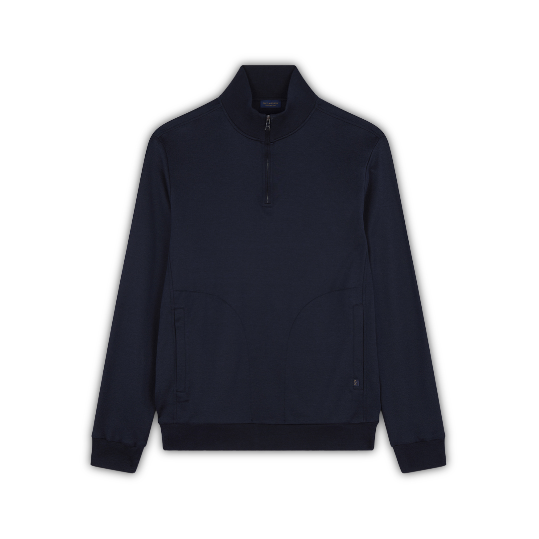 Paul & Shark Felpa Mezza Zip In Cotone E Seta In Blu