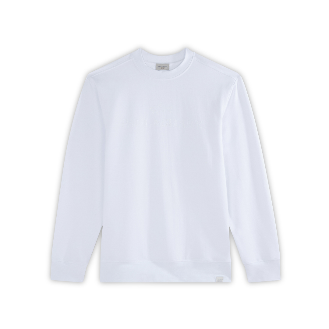 Paul & Shark Felpa X-soft Fleece Con Ricamo Logo In Bianco