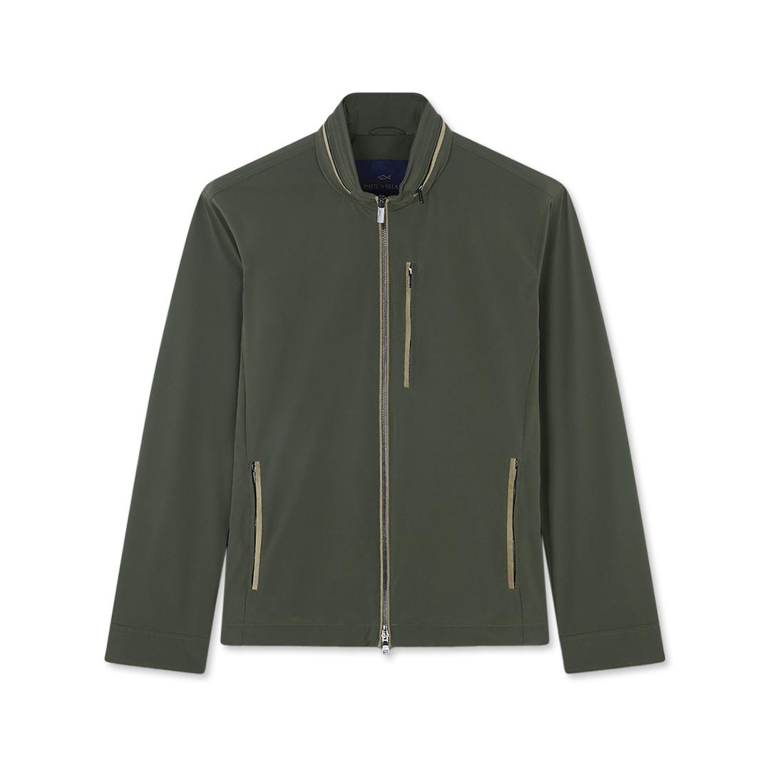 Paul & Shark Giubbotto Typhoon® Re-4x4 Stretch Con Dettagli In Alcantara® In Militare