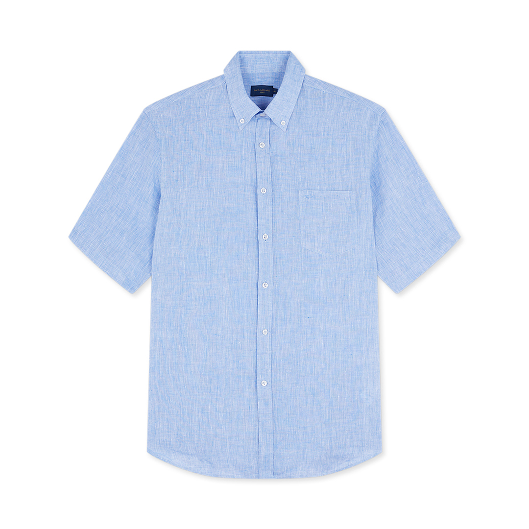 Paul & Shark Camicia In Lino A Manica Corta In Bluette