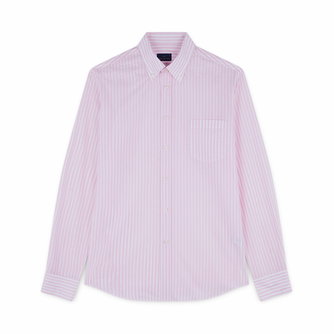 Paul & Shark Camicia In Cotone Con Motivo A Righe In Bianco Righe Rosa