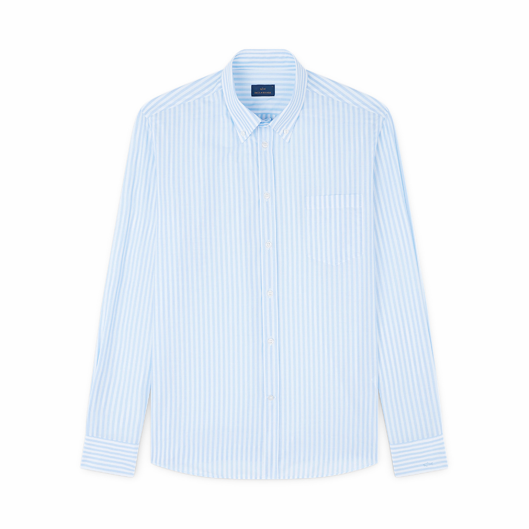 Paul & Shark Camicia In Cotone Con Motivo A Righe In Bianco Righe Azzurre