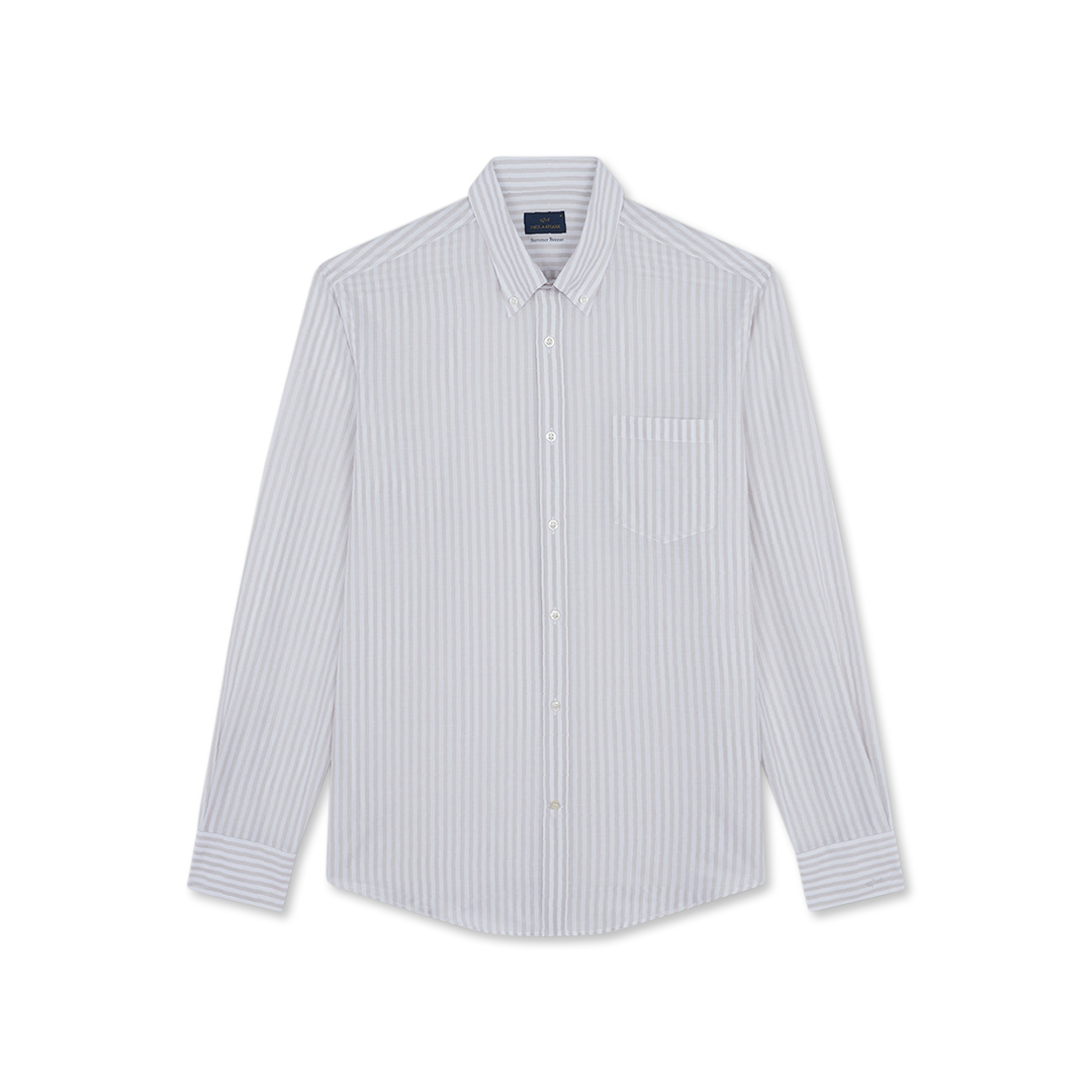 Paul & Shark Cotton Shirt With Striped Pattern In Gray