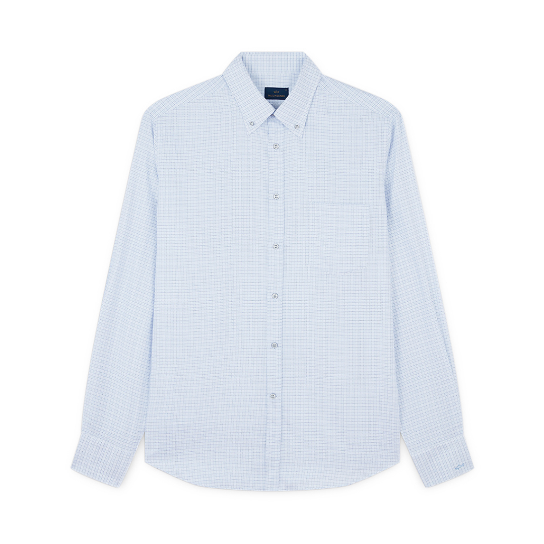 Paul & Shark Camicia Silver In Twill Di Cotone In Bianco Quadri  Blu Azzurro