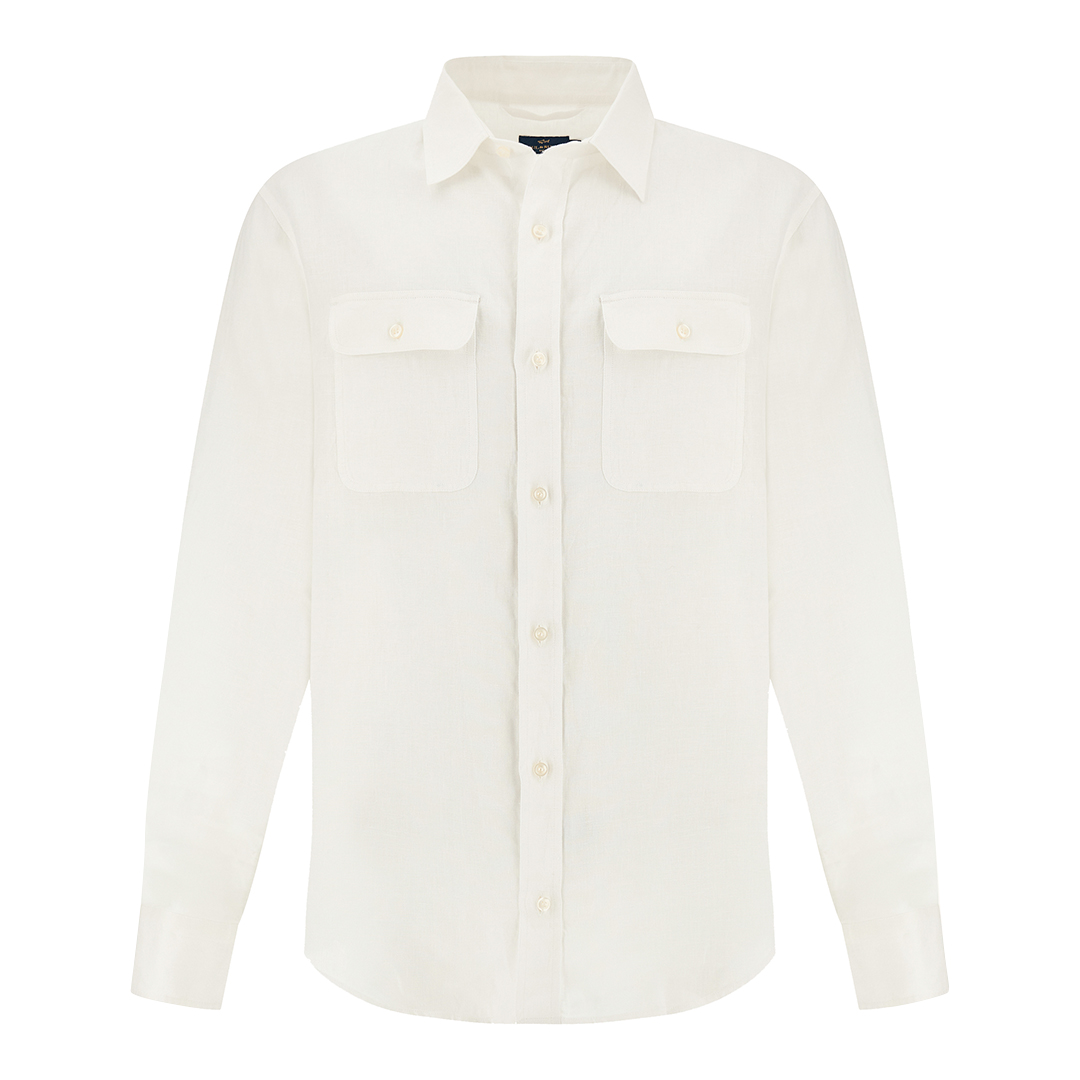 Paul & Shark Men's White Linen Overshirt, Man, Size: S