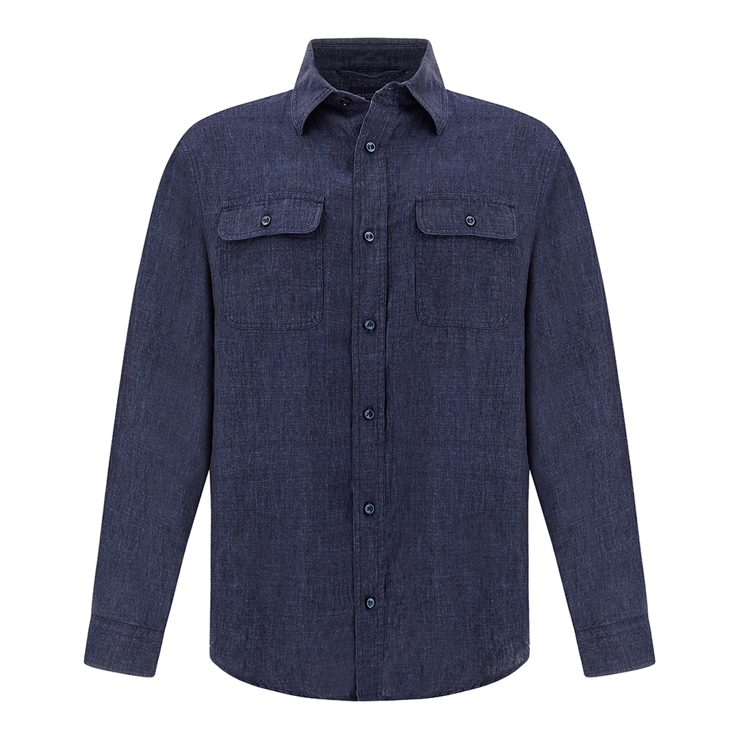 Paul & Shark Men's Mood Indigo Linen Overshirt, Man, Size: S